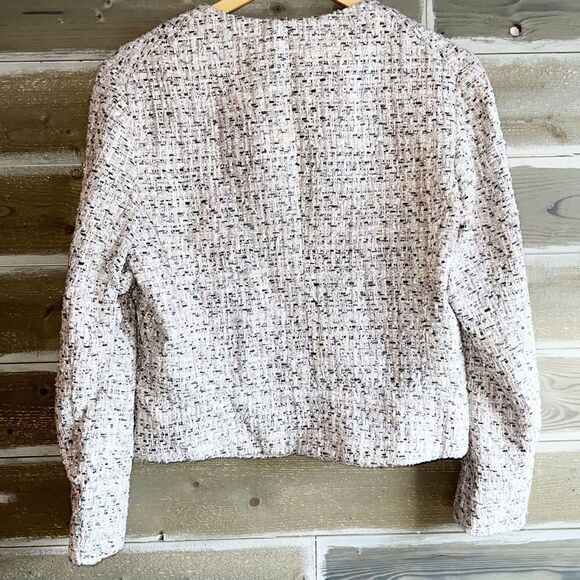 Anne Klein Women's Plus Zip-Front Collarless Tweed Blazer in Cream Size 14 NWT - Picture 7 of 9